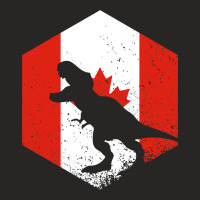 Dinosaur Canada Flag Canadian Maple Leaf Ladies Fitted T-shirt | Artistshot