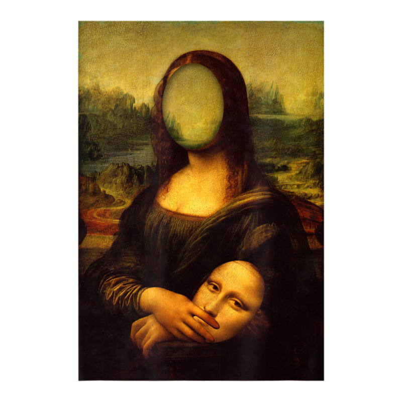 Sarcasm Oil Painting Mona Lisa Face Off Her Face Mask Raglan Crop Top by Adcock Salmon | Artistshot