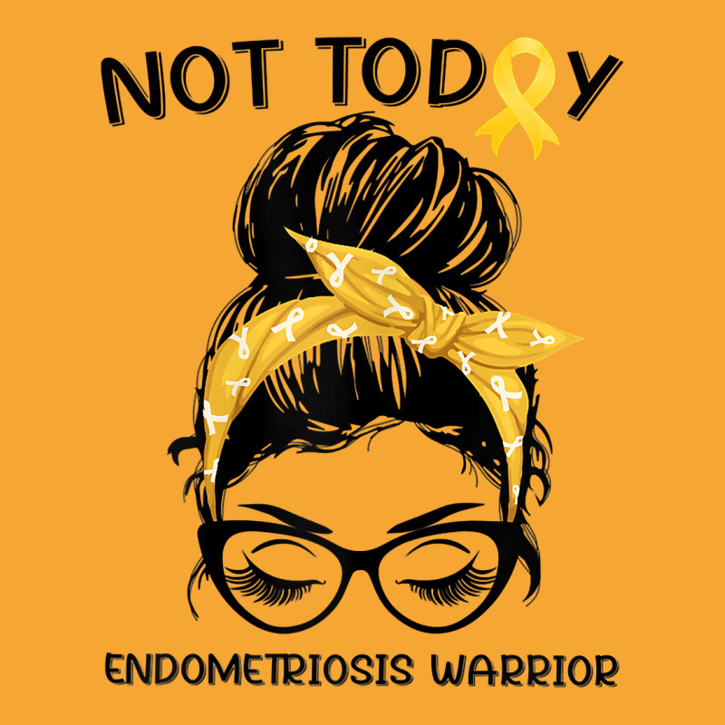 Womens Endometriosis Warrior Messy Bun Yellow Ribbon Endo Awareness Basic T-shirt | Artistshot