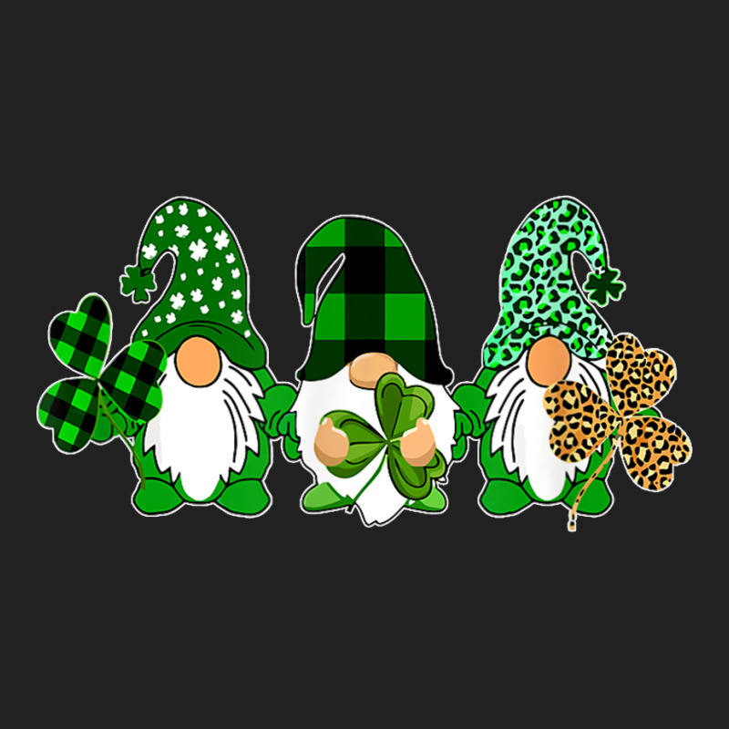 Three Gnomes Holding Shamrock Leopard Plaid St Patrick's Day T Shirt Basic T-shirt | Artistshot