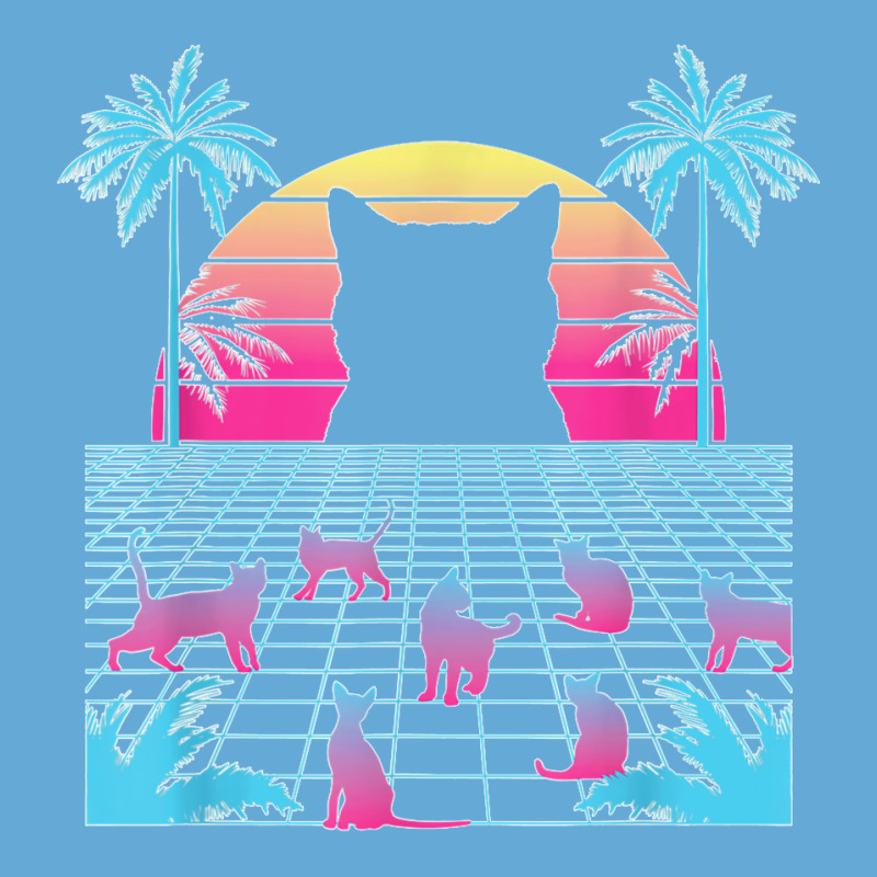 Vaporwave Cats Palm Trees Aesthetic Japanese Kawaii T Shirt Basic T-shirt | Artistshot