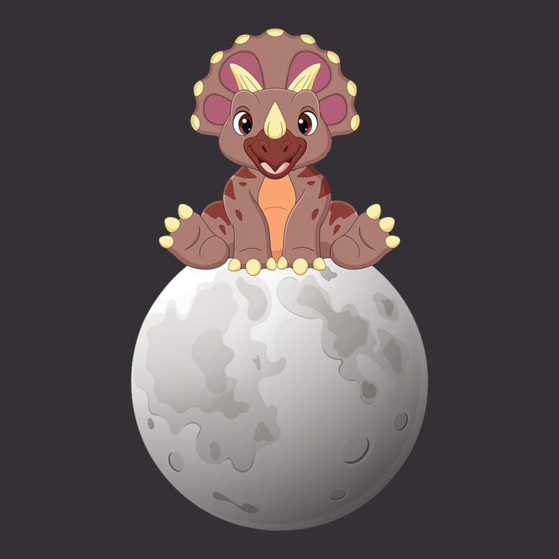 Cute Baby Triceratops Dinosaur Sitting On Moon Vintage Short | Artistshot