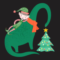 Elf Riding Dinosaur Christmas Xmas Pajama Boys Gir T-shirt | Artistshot