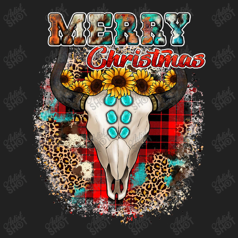 Western Plaid Leopard Cow Print Bull Skull Merry Christmas T Shirt Basic Youth T-shirt by Rudy_Glenn | Artistshot