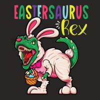 Eastersaurus Rex Dinosaur Easter Ears Easter Eggs Ladies Fitted T-shirt | Artistshot