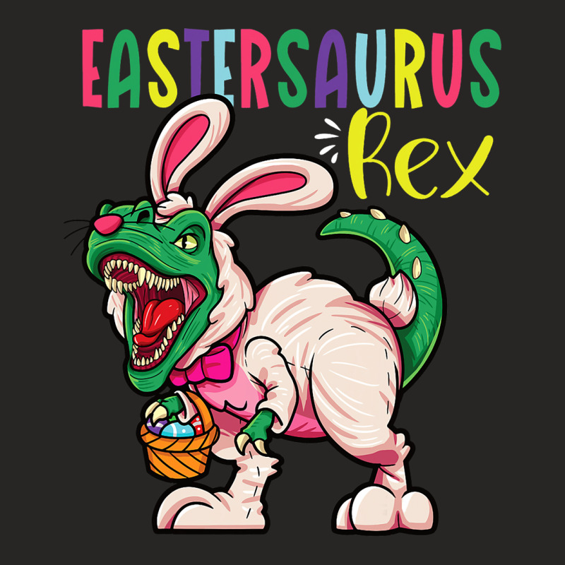 Eastersaurus Rex Dinosaur Easter Ears Easter Eggs Ladies Fitted T-shirt | Artistshot