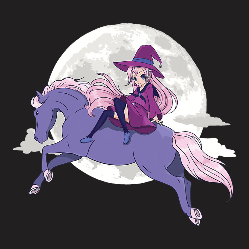 Anime Witch Riding Horse Halloween Witch Moon Hors T-shirt | Artistshot