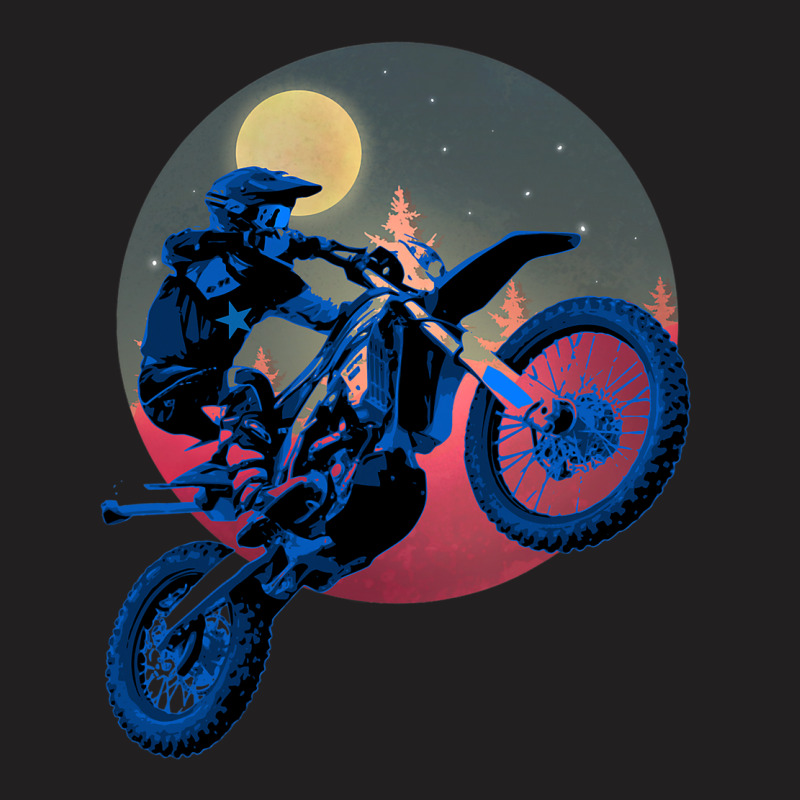 Blue Dirt Bike Rider Motorbike Racer Retro Sunset  T-shirt | Artistshot