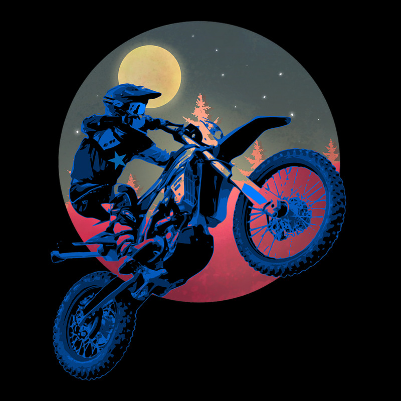 Blue Dirt Bike Rider Motorbike Racer Retro Sunset  Long Sleeve Shirts | Artistshot