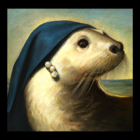 A Sea Otter With A Pearl Earring Vermeer Funny Art Women's V-neck T-shirt | Artistshot