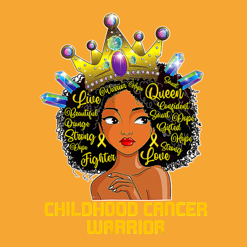 Childhood Cancer Awareness Warrior Black Princess Afro Kids 381 Basic T-shirt by peafowl | Artistshot