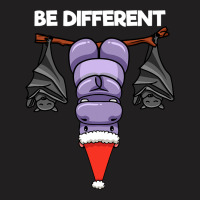 Be Different Hanging Santa Hippo With Sleeping Bat T-shirt | Artistshot