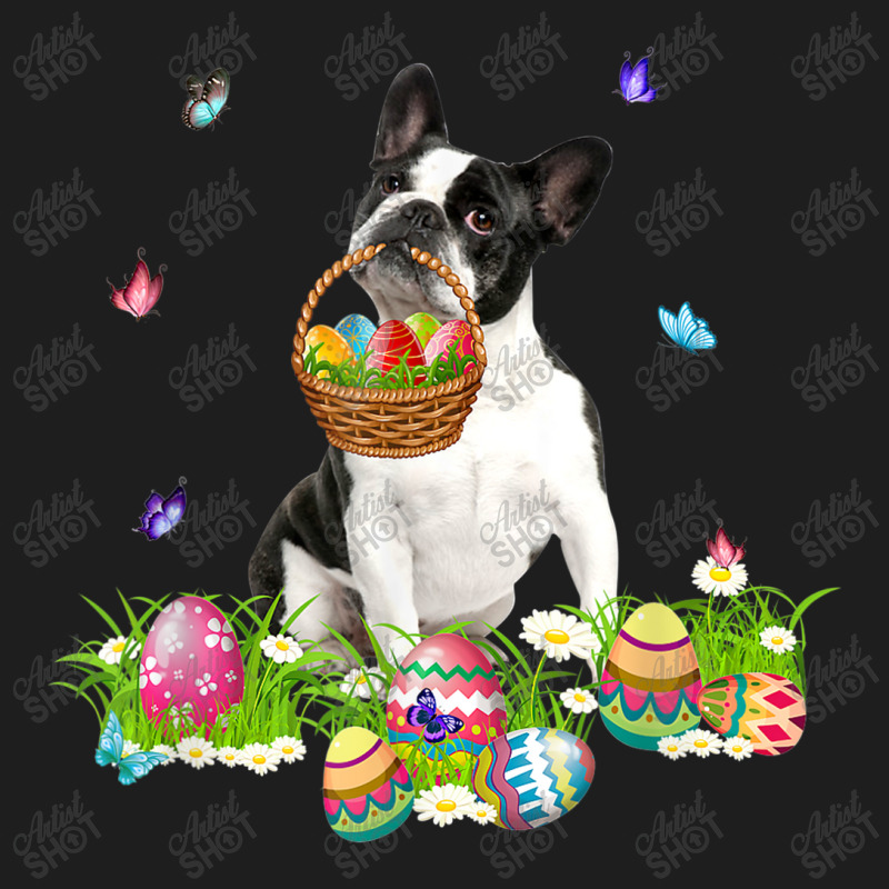 Boston Terrier Bunny Dog With Easter Eggs Basket Butterflies Classic T-shirt | Artistshot