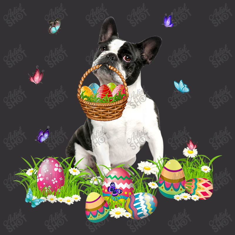 Boston Terrier Bunny Dog With Easter Eggs Basket Butterflies Vintage Hoodie And Short Set | Artistshot