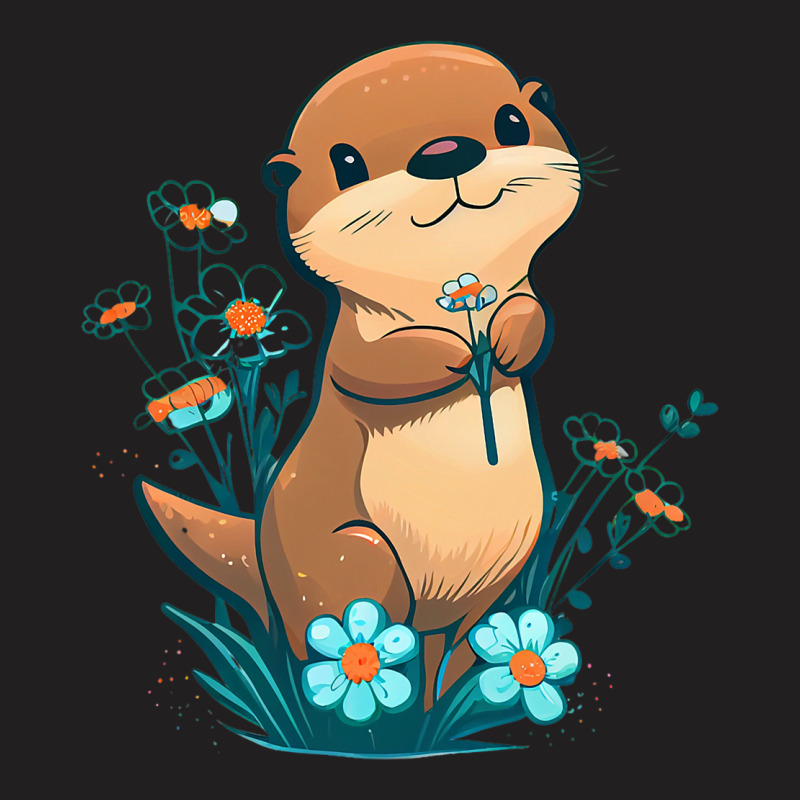 Baby Otter Flowers Otter T-shirt | Artistshot