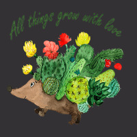 All Things Grow With Love Hedgehog Garden Cactus B Vintage Hoodie | Artistshot