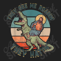 They See Me Roarin They Hatin   Jesus Riding A Dinosaur T Shirt Basic T-shirt | Artistshot