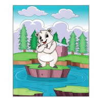 Cuddly Polar Bear On A Small Island On A Lake Premium T Shirt Raglan Crop Top | Artistshot