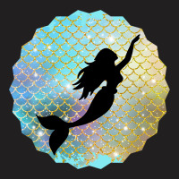 Black Mermaid Silhouette On Rainbow Scales T-shirt | Artistshot