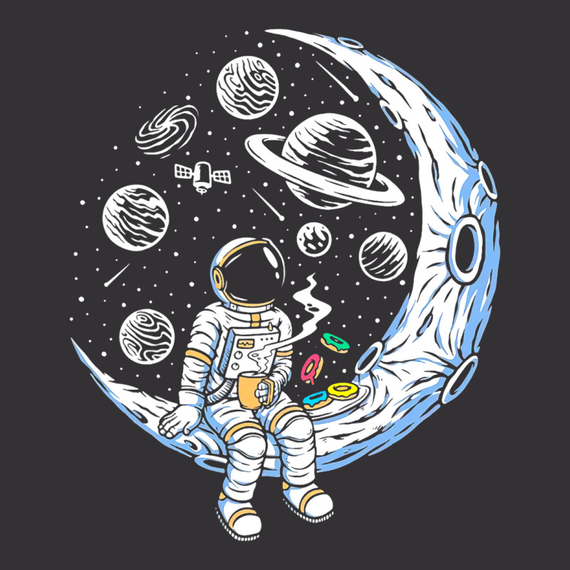 Funny Astronaut On The Moon Coffee And Donut Space Vintage Hoodie | Artistshot