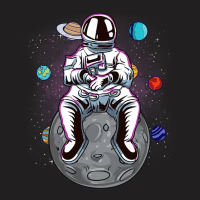 Funny Astronaut Sitting On The Moon Solar System S T-shirt | Artistshot