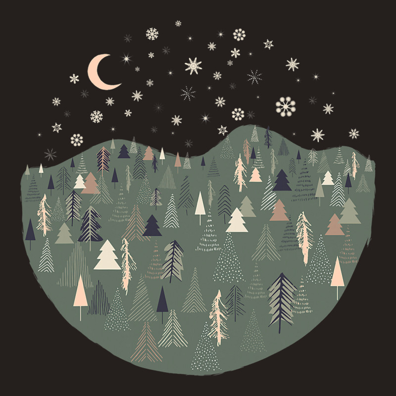 Forest Trees Autumn Winter Night Snowing Star Moon Tank Top | Artistshot