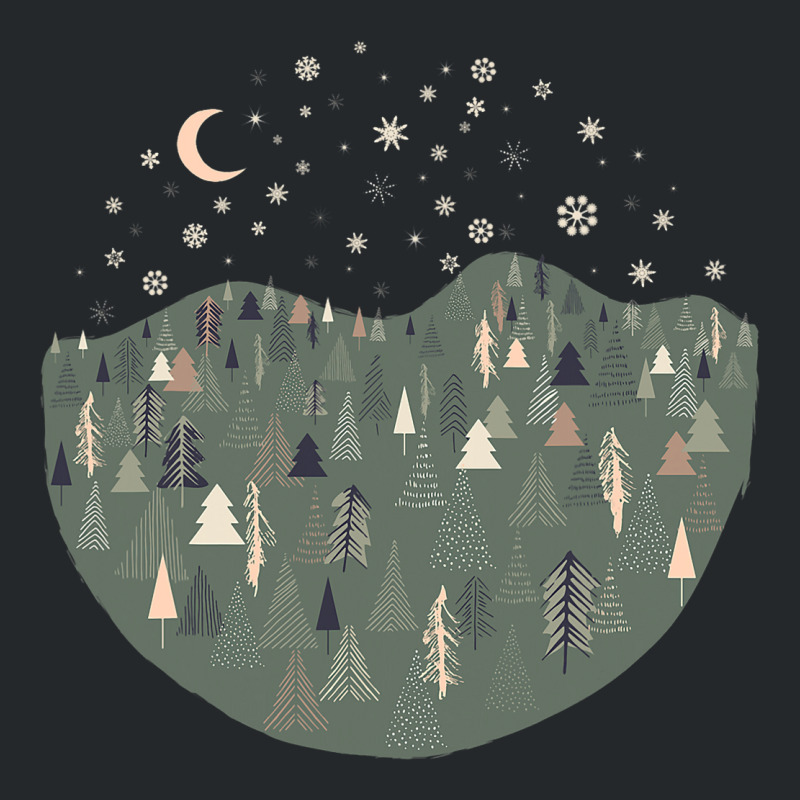 Forest Trees Autumn Winter Night Snowing Star Moon Crewneck Sweatshirt | Artistshot