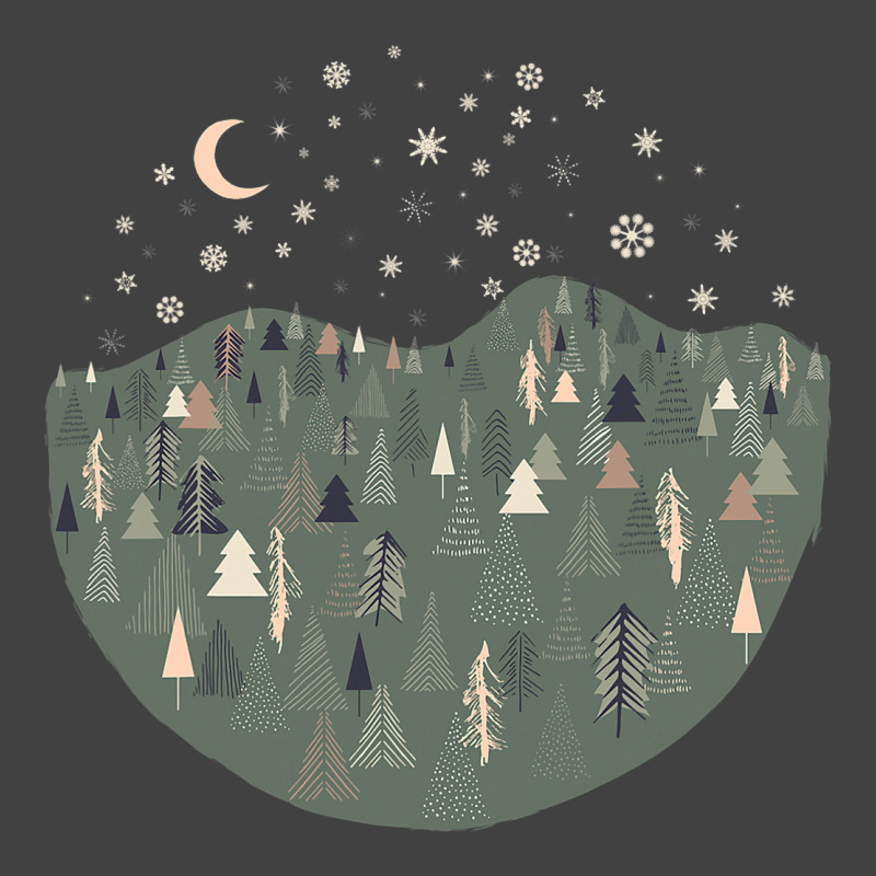 Forest Trees Autumn Winter Night Snowing Star Moon Vintage T-shirt | Artistshot