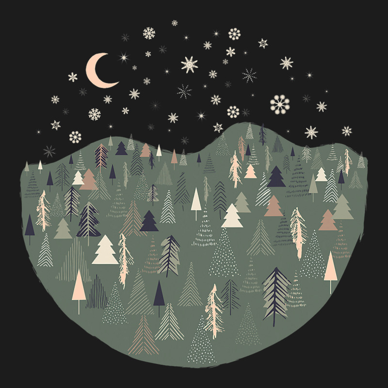 Forest Trees Autumn Winter Night Snowing Star Moon Hoodie & Jogger Set | Artistshot