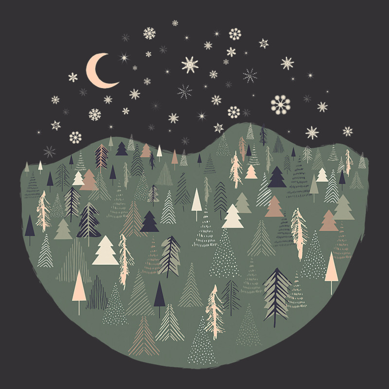 Forest Trees Autumn Winter Night Snowing Star Moon Vintage Hoodie And Short Set | Artistshot