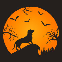 Funny Weiner Dog In The Moon Dachshund And Hallowe Tank Top | Artistshot