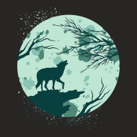 Full Moon Forest Animal Predator Moonlight Howling Ladies Fitted T-shirt | Artistshot