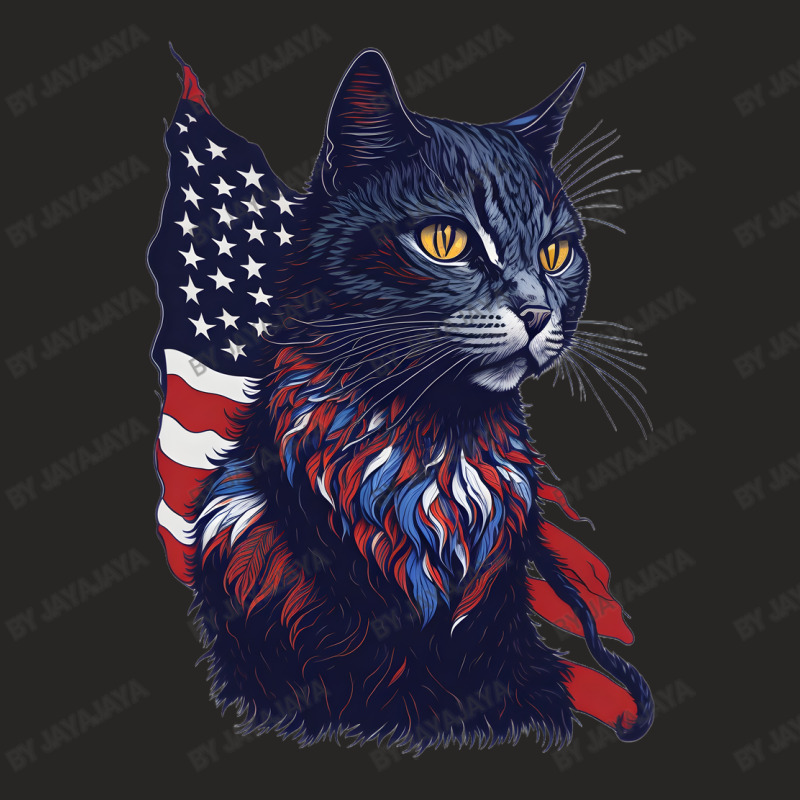 Pawsome Patriot Cat Strikes Again Ladies Fitted T-Shirt by jayajaya | Artistshot