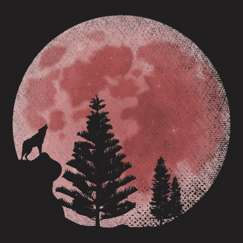 Full Moon Forest Animal Predator Red Moon Howling  T-shirt | Artistshot