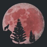 Full Moon Forest Animal Predator Red Moon Howling  Crewneck Sweatshirt | Artistshot