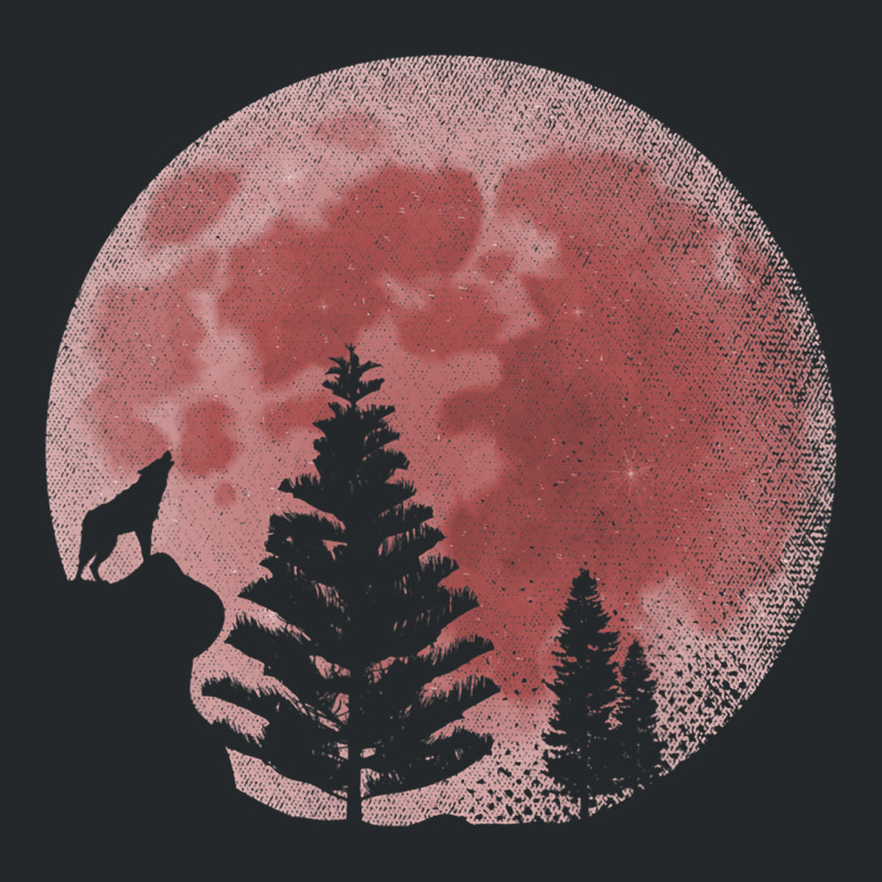 Full Moon Forest Animal Predator Red Moon Howling  Crewneck Sweatshirt | Artistshot