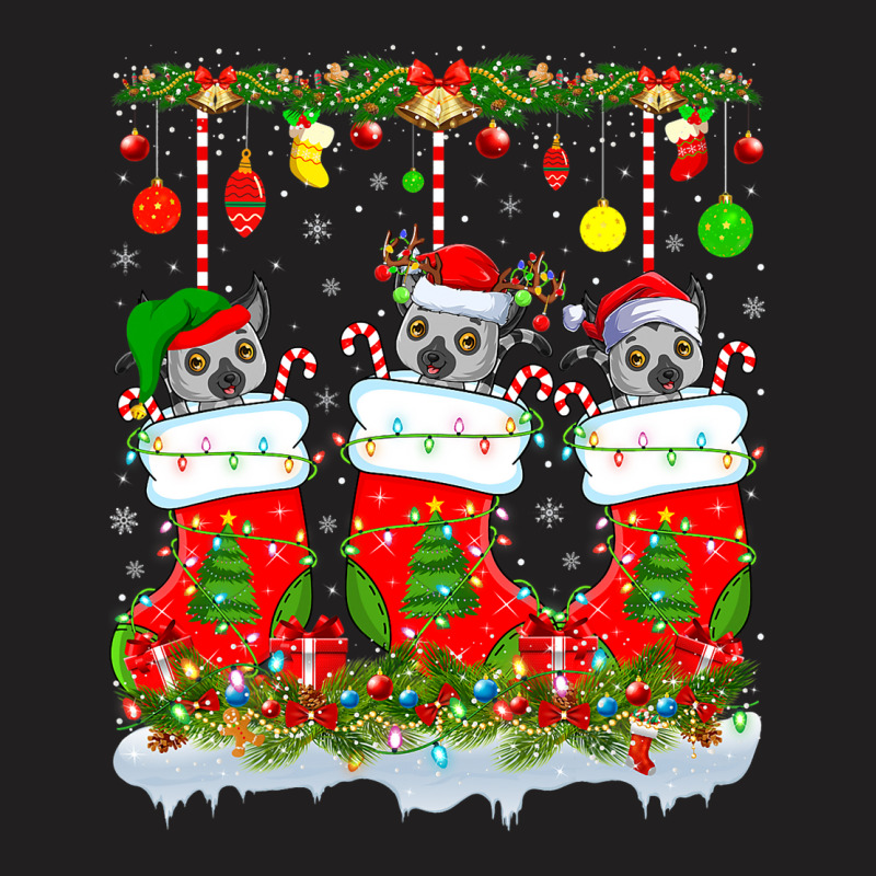 Funny Lemur In Xmas Socks Lights Lemur Christmas T-shirt | Artistshot