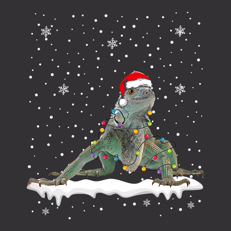 Funny Santa Iguana Christmas Lights Animals Lover Vintage Hoodie | Artistshot