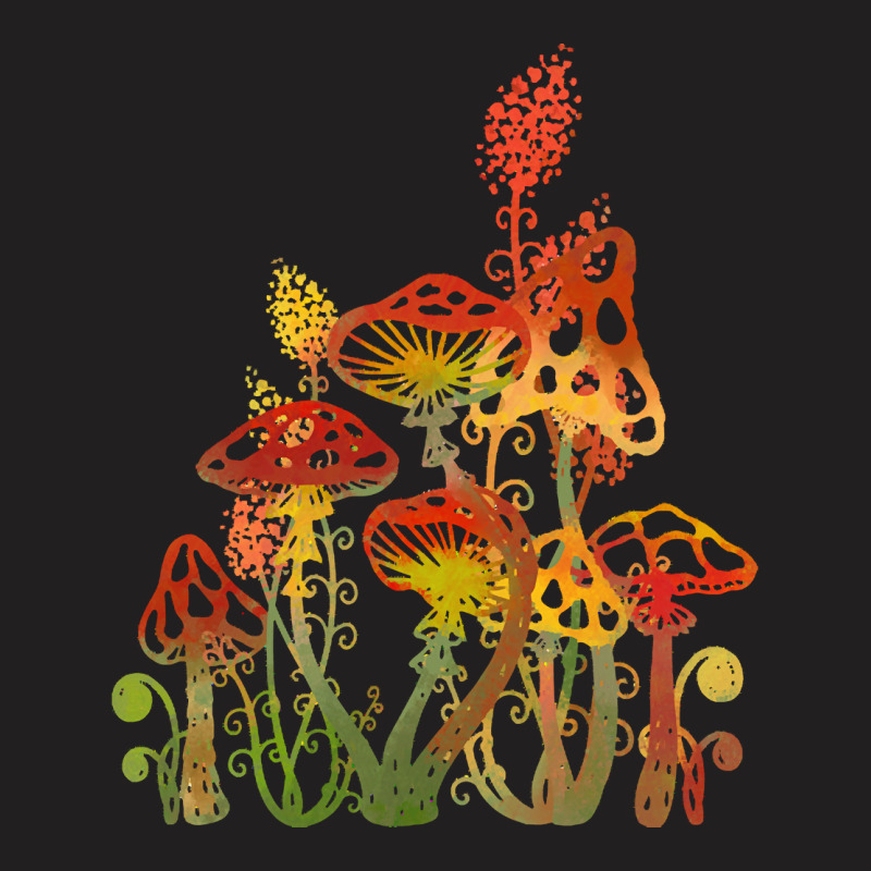 Mushrooms T  Shirtred Magic Forest Mushrooms And Fern T  Shirt T-Shirt by clement51593 | Artistshot