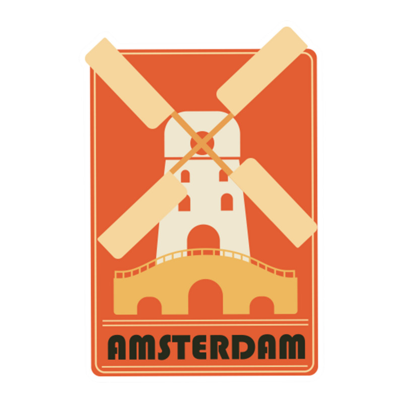 Retro Amsterdam Windmill Tourism Badge Raglan Crop Top by SandraDelpha | Artistshot