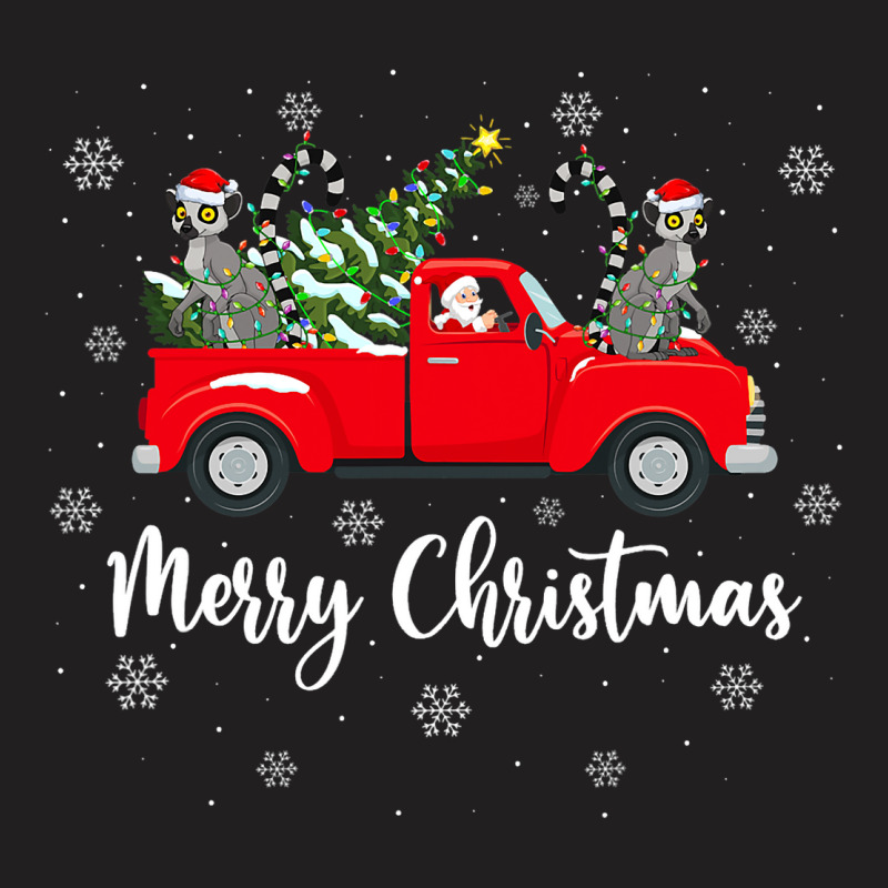 Funny Santa Riding Christmas Tree Truck Lemur Chri T-shirt | Artistshot