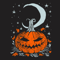 Funny Pumpkin Face With Moon Star Halloween Night T-shirt | Artistshot