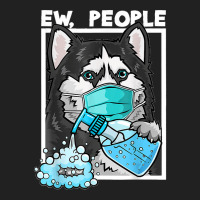 Siberian Husky Dog Wearing Facemask Hand Sanitizer Ew People Basic T-shirt | Artistshot