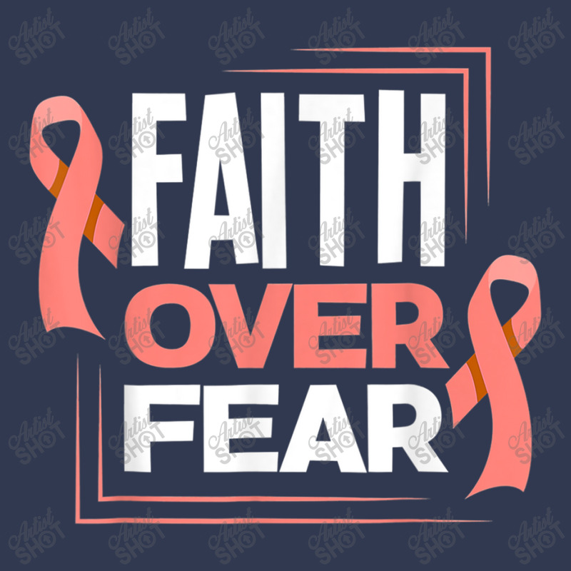 Faith Fear Peach Ribbon Endometrial Cancer Awareness Basic T-shirt by LaytonDesign | Artistshot