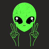 Cool Alien Buddy Peace Sign Funny Alien Ufos Distr Ladies Fitted T-shirt | Artistshot