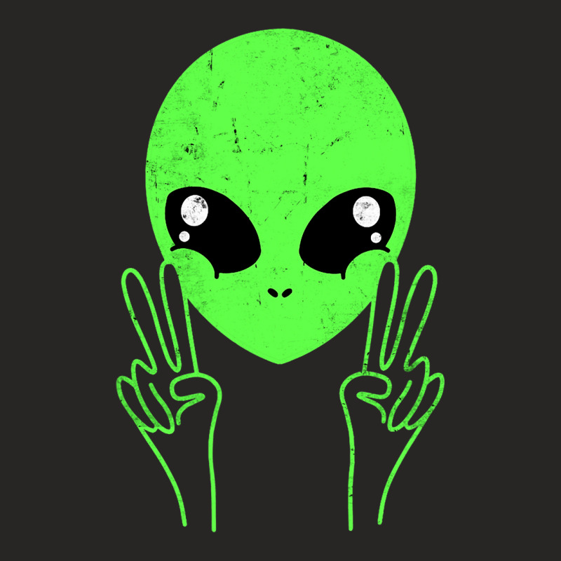 Cool Alien Buddy Peace Sign Funny Alien Ufos Distr Ladies Fitted T-Shirt by JESSELEON | Artistshot