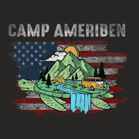 Camp Ameriben American Flag Turtle Distressed Quot Ladies Fitted T-shirt | Artistshot