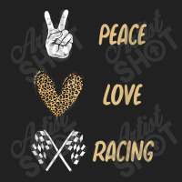 Women's Racing Design Kids Girls Peace Love Racing Race Flag Video Gam Basic T-shirt | Artistshot