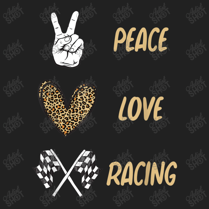 Women's Racing Design Kids Girls Peace Love Racing Race Flag Video Gam Basic T-shirt by CaleDesign | Artistshot