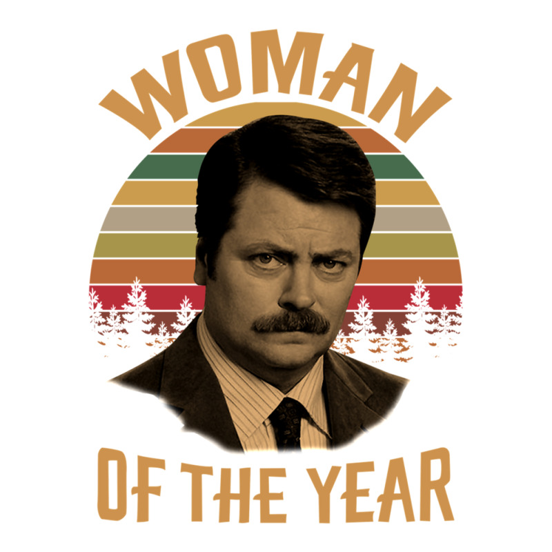 Woman Of The Year Vintage Retro Ron Swanson Parks And Recreation Raglan Crop Top by ChristineErevelles | Artistshot